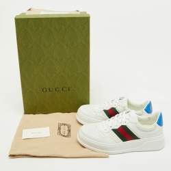 Pre Owned Gucci White Leather Chunky GG Web Low Top Sneakers Size 39.5