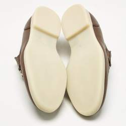Pre Owned Gucci Brown Leather Horsebit Slip On Loafers Size 44.5