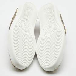 Pre Owned Gucci Beige/Brown GG Supreme Canvas Ace Bee Lace Up Sneakers Size 45