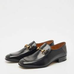 Pre Owned Gucci Black Leather Horsebit Foldable Loafers Size 42.5