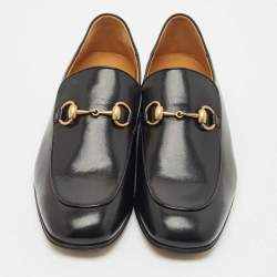 Pre Owned Gucci Black Leather Horsebit Foldable Loafers Size 42.5