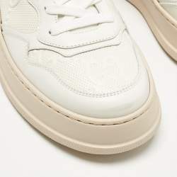 Pre Owned Gucci White Jumbo GG Embossed Leather Low Top Sneakers Size 41.5