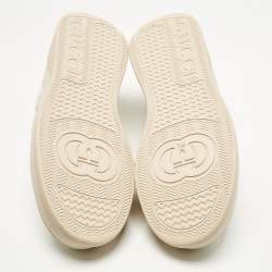 Pre Owned Gucci White Jumbo GG Embossed Leather Low Top Sneakers Size 41.5