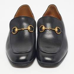 Pre Owned Gucci Black Leather Horsebit Foldable Loafers Size 43