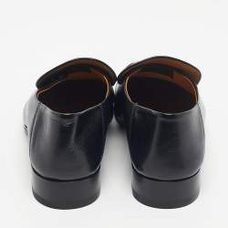 Pre Owned Gucci Black Leather Horsebit Foldable Loafers Size 43