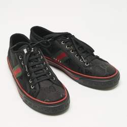 Pre Owned Gucci Black Jumbo GG Canvas Tennis 1977 Sneakers Size 43
