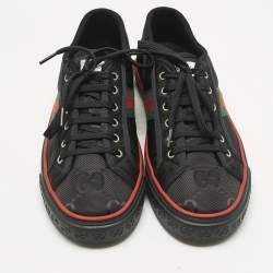 Pre Owned Gucci Black Jumbo GG Canvas Tennis 1977 Sneakers Size 43