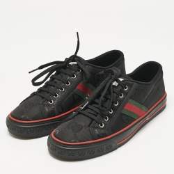 Pre Owned Gucci Black Jumbo GG Canvas Tennis 1977 Sneakers Size 43