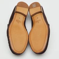 Pre Owned Gucci Dark Brown Suede Horsebit Slip On Loafers Size 43