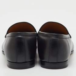 مملوكة مسبقًا Gucci Black Leather Jordaan Slip On Loafers Size 44