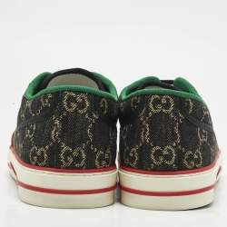 مملوكة مسبقًا Gucci Black/Ivory GG Jacquard Denim Tennis 1977 Sneakers Size 43