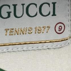 مملوكة مسبقًا Gucci Black/Ivory GG Jacquard Denim Tennis 1977 Sneakers Size 43
