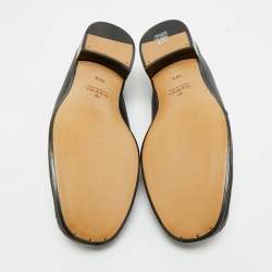 Pre Owned Gucci Black Leather Horsebit Web Loafers Size 44.5