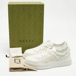 Pre Owned Gucci White Leather Chunky Lace Up Sneakers Size 46