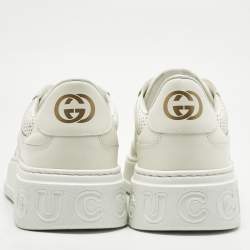 Pre Owned Gucci White Leather Chunky Lace Up Sneakers Size 46