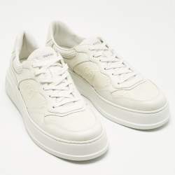 Pre Owned Gucci White Leather Chunky Lace Up Sneakers Size 46