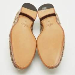 Pre Owned Gucci Beige/Brown GG Canvas Jordaan Horsebit Loafers Size 44