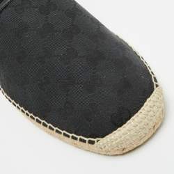 Pre Owned حذاء إسبادريل بدون كعب قماش GG أسود / أزرق وجلد غوتشي مقاس 44.5