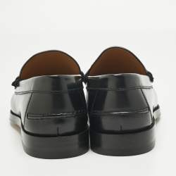 Pre Owned Gucci Black Leather Horsebit Loafers Size 41.5