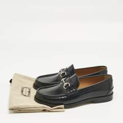 Pre Owned Gucci Black Leather Horsebit Loafers Size 41.5