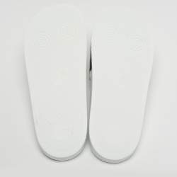 Pre Owned Gucci White Rubber Pursuit 72 Pool Slides Size 42