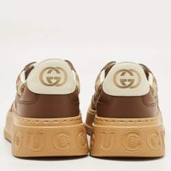 Pre Owned Gucci Beige/Brown GG Canvas and Leather Chunky B Sneakers Size 43