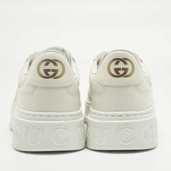 Pre Owned Gucci Off White Jumbo GG Leather Chunky B Sneakers Size 44.5