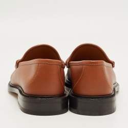 Pre Owned Gucci Brown Leather Horsebit Slip On Loafers Size 42