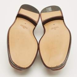 Pre Owned Gucci Brown Leather Horsebit Slip On Loafers Size 42