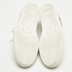 مملوكة مسبقًا Gucci Ace Size 42.5 Beige Coated Canvas and Python Embossed Leather Low Top Sneakers