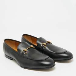 Pre Owned Gucci Jordaan Size 44.5 Black Leather Loafers