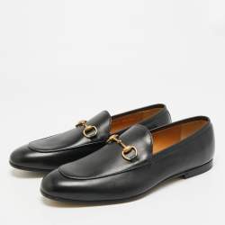 Pre Owned Gucci Jordaan Size 44.5 Black Leather Loafers