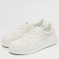 Pre Owned حذاء رياضي غوتشي "تشونكي بي" جلد GG أبيض طراز منخفض من أعلى مقاس 41.5