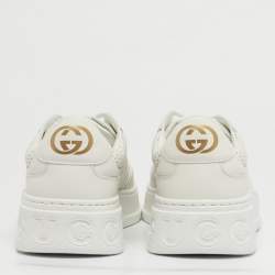 Pre Owned حذاء رياضي غوتشي "تشونكي بي" جلد GG أبيض طراز منخفض من أعلى مقاس 41.5