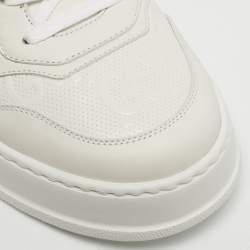 Pre Owned حذاء رياضي غوتشي "تشونكي بي" جلد GG أبيض طراز منخفض من أعلى مقاس 41.5