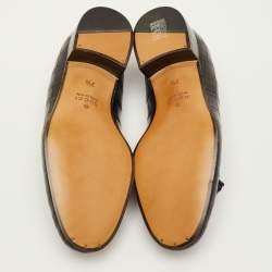 Pre Owned حذاء لوفرز غوتشي سليپ أون جلد تمساح أسود مع شرّابات وشراريب مقاس 41.5