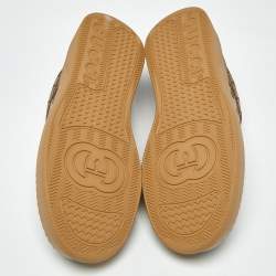 Pre Owned Gucci GG Supreme Size 44 Brown Canvas and Leather Lace Up Sneakers