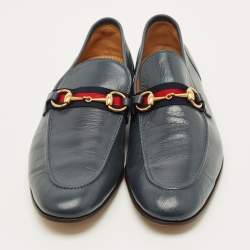 مملوكة مسبقًا Gucci Horsebit Size 43.5 Blue Leather Penny Loafers