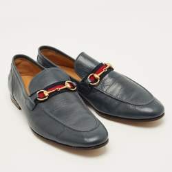 مملوكة مسبقًا Gucci Horsebit Size 43.5 Blue Leather Penny Loafers