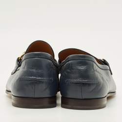 مملوكة مسبقًا Gucci Horsebit Size 43.5 Blue Leather Penny Loafers