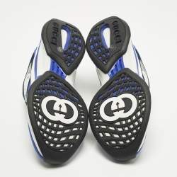 Pre Owned Gucci Run Size 41.5 Blue/Grey Nubuck Leather and Mesh Low Top Sneakers