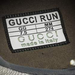 Pre Owned Gucci Run Size 41.5 Blue/Grey Nubuck Leather and Mesh Low Top Sneakers