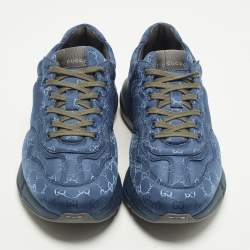 Pre Owned حذاء رياضي غوتشي منخفض من أعلى أن واي يانكيز ريتون جلد أبيض ميستيك مقاس 41