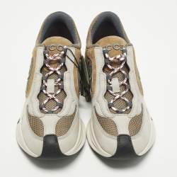 Pre Owned حذاء رياضي غوتشي قماش محبوك أبيض للجري مقاس 43.5