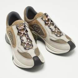 Pre Owned حذاء رياضي غوتشي قماش محبوك أبيض للجري مقاس 43.5