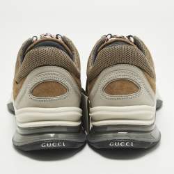 Pre Owned حذاء رياضي غوتشي قماش محبوك أبيض للجري مقاس 43.5