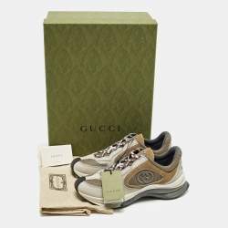 Pre Owned حذاء رياضي غوتشي قماش محبوك أبيض للجري مقاس 43.5