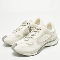 Pre Owned حذاء رياضي غوتشي قماش محبوك أبيض للجري مقاس 43.5