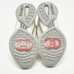 Pre Owned حذاء رياضي غوتشي قماش محبوك أبيض للجري مقاس 43.5
