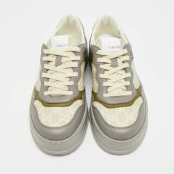 مملوكة مسبقًا حذاء رياضي غوتشي قماش وجلد متعدد الألوان كعب منخفض مقاس 43